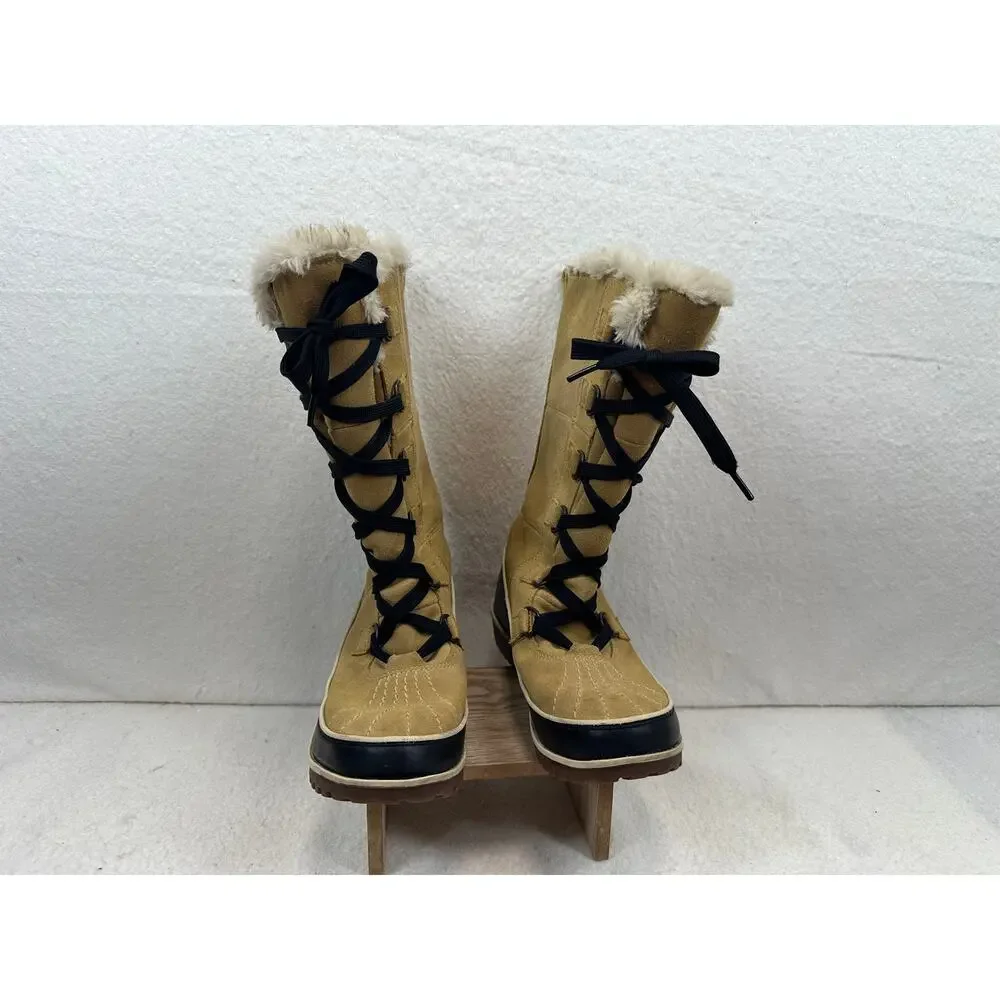 Sorel Tivoli High II Boots Women's SZ 7 Suede Black Lace Up Closure NWOT